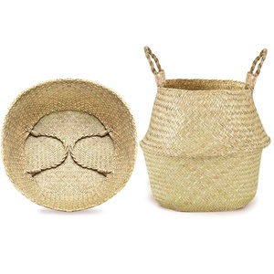 Venta al por mayor multifunción hecha a mano Seagrass vientre cestas con asas Opción de maceta disponible - Product Image 3