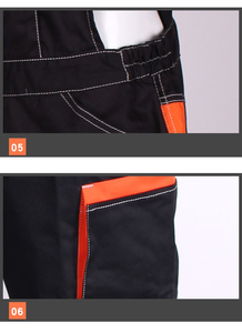 <b>Men's</b> Black Breathable Reflective Safety Work Coverall Bib Needle Detection Orange Pockets Abrasion Resistant Cotton <b>Overalls</b> - Product Image 6