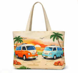 Sac de plage en toile de coton personnalisable avec impression de designer, logo sur mesure, poignée longue pour l'épaule - Product Image 3