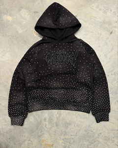 Trendy Custom Logo Streetwear All Over Print Rhinestone Flared <b>Sweatpants</b> and Hoodie <b>Sets</b> High Quality Tracksuit Sweat Suits Men - Product Image 2