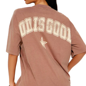 Maillot de football personnalisé en polyester pour femme, T-shirt graphique oversize en coton, streetwear décontracté, coupe ample, imprimé, vente en gros OEM - Product Image 4