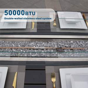 PE Rattan and Aluminium <b>Patio</b> Dining Fire Pit <b>Table</b> Elegant Outdoor <b>Tables</b> <b>Only</b> - Product Image 3