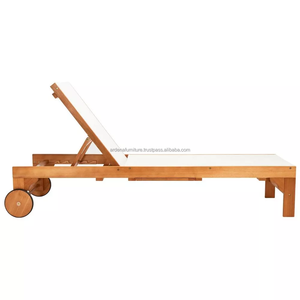 Chaises longues beige naturel installation de loisirs chaise paresseuse solaire lit de soleil Design moderne avec roues mobiles meubles commerciaux d'hôtel - Product Image 1