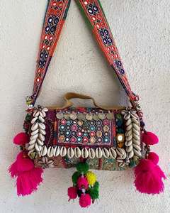 Indian Handmade Traditional Embroidered Handbag Women Vintage Banjara Tassel Shopping <b>Bag</b> Stylish Boho <b>Hippie</b> Seashell Tote <b>Bag</b> - Product Image 1