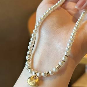 สร้อยคอไข่มุกแก้วสไตล์จีนโบราณ แฟชั่นใหม่ สร้อยคอไข่มุกประดับตัวสำหรับผู้หญิง - Product Image 3