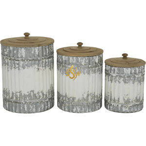 กระป๋องโลหะชุบสังกะสีทันสมัยพร้อมฝาไม้กระถินเทศ ดีไซน์หรูหรา กล่องขนาดเล็กสำหรับเก็บของในครัว เก็บเครื่องเทศ น้ำตาล อาหาร วัสดุเหล็ก - Product Image 1