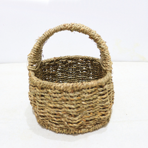 Panier de pique-nique multifonctionnel écologique en jonc de mer avec poignée, tissé à la main, portable, organisateur rustique - Product Image 4