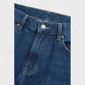 Jean en denim coupe droite délavé foncé pour homme, taille mi-haute, coupe classique, en coton, style décontracté, pantalon d'automne - Product Image 4
