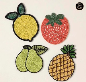 Handmade Summer Tropical Leaf <b>Beaded</b> <b>Coaster</b> Set of 4 Colorful Glass Beads Buy Direct From Supplier At Bulk Price - Product Image 2