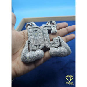 Collar con Colgante de Letra 'DC' Estilo Hip Hop, con Incrustaciones de Diamantes de Moissanita, Joyería Brillante para Regalo - Product Image 3