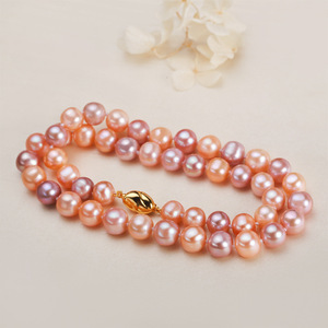 Collier de perles d'eau douce authentiques en agate en forme de tambour, chaîne de perles de Zhuji, chaîne de perles de style élégant, chaîne de perles de style original - Product Image 2