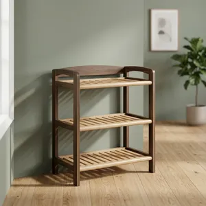 Estante de Baño Independiente de Madera de Mango, Estante de Almacenamiento de 4 Niveles, Organizador Multifuncional para Baño, Cocina, Sala de Estar - Product Image 1