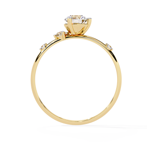 Anillo de diseñador único con diamante redondo cultivado en laboratorio, oro macizo de 10k, 14k, 18k para compromiso, aniversario, boda. - Product Image 2