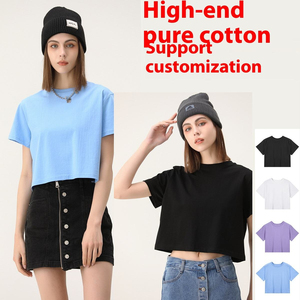 เสื้อยืดครอปพิมพ์ลายสตรีทสไตล์ฮิปฮอปสำหรับผู้หญิง ผ้าฝ้าย 100% สำหรับฤดูร้อน แบบเรียบง่าย สั่งทำได้ตามต้องการจากโรงงาน - Product Image 5