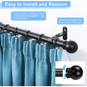 Accesorios para Cortinas: Varillas Ajustables de 1 Pulgada de Diámetro con Remates, Rieles para Cortinas, para Ventanas con Longitud Ajustable de 16 a 48 Pulgadas - Product Image 3