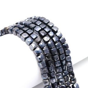 Cuentas de espinela negra natural en forma de caja, hilo de cuentas sueltas de 6-9 mm para la fabricación de pulseras y joyería, precio al por mayor. - Product Image 1
