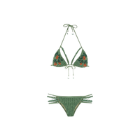 Ensemble bikini deux pièces noir en crochet fait main avec détails floraux et perles, col halter et laçage, mini maillots de bain couleur unie