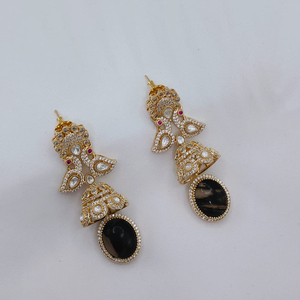 JeweleMarket - Pendientes de Perlas de Agua Dulce Chapados en Oro para Mujer, con Cristales, para Compromiso, Boda, Aniversario, Regalo Étnico - Product Image 6