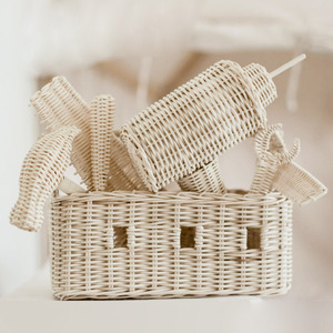 Rattan <b>tool</b> <b>box</b> role play <b>sets</b> for preschoolers high quality rattan kids toy pretend fixing <b>tools</b> - Product Image 2