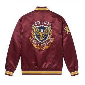 Chaqueta universitaria de satén con logotipo de diseño personalizado para hombre, chaqueta bomber de béisbol con bordado universitario, precio de fábrica, proveedor mayorista. - Product Image 5
