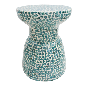 Mesa Auxiliar Premium con Incrustaciones de Concha Azul - Mesa Lateral Sostenible de Madreperla - Mesa Decorativa Luminosa Artesanal de Vietnam - Product Image 1