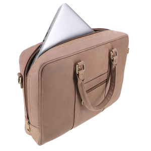Premium Vintage Soft Pink Genuine Leather Office Laptop <b>Bag</b> Executive Briefcase with Multi Compartments & Adjustable Shoulder - Product Image 5