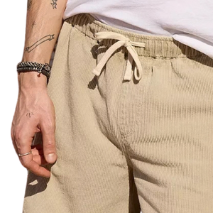 Shorts côtelés pour hommes, taille élastique, cordon de serrage, poches latérales, coupe décontractée, ourlet ouvert, vente en gros, fabricant OEM, fournisseur B2B, vêtements décontractés - Product Image 5