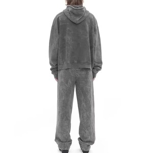Unisex Winter Washed Baggy Style Tracksuit Set 100% Cotton <b>Oversized</b> Hoodie and <b>Joggers</b> with Custom Logo - Product Image 4