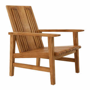 Sillón de Jardín Contemporáneo de Teca Sólida, Cómodo, con Respaldo Ancho y Listones, Resistente al Agua, Muebles Duraderos para Exteriores, para Parque - Product Image 1