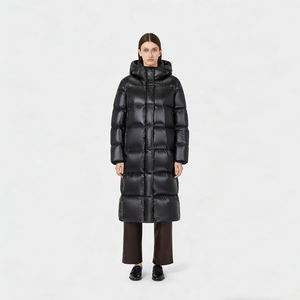 Chaqueta Larga Acolchada con Capucha para Mujer, Abrigo Impermeable de Invierno, Manga Larga, Relleno de Poliéster Grueso, Cierre de Cremallera, Color Sólido - Product Image 3
