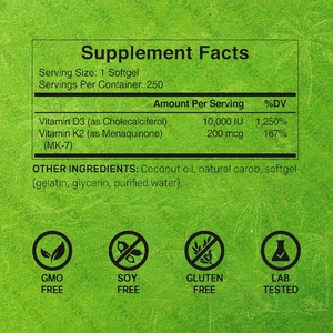 Suplemen <span class=keywords><strong>Vitamin</strong></span> D3 K2 Label pribadi, 10000 IU (200 <span class=keywords><strong>Mcg</strong></span>) <span class=keywords><strong>Vitamin</strong></span> <span class=keywords><strong>D</strong></span> untuk tulang, gigi, otot dan kekebalan tubuh - Product Image 3