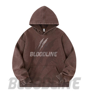 Sudadera con Capucha Bloodline para Hombre, Oversize, de Algodón French Terry, Casual, Otoñal, con Estampado Frontal y Bolsillos - Product Image 2