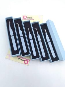 Juego de Pinzas para Extensión de Pestañas de Volumen Ruso Azul Cielo, Pinzas Profesionales con Punta Recta y Agarre de Diamante, Venta al Por Mayor - Product Image 3