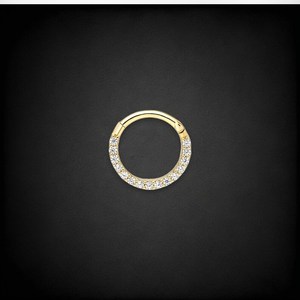 Pendientes de Aro de Plata de Ley 925 con Baño de Oro de 14K, Anillo de Septum de Lujo con Circonitas, Joyería para Piercing de Nariz - Product Image 1