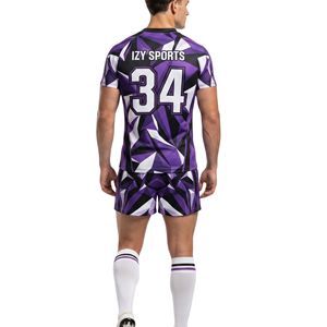 Uniformes de rugby de haute qualité en tissu bleu effet verre brisé, résistants aux déchirures, tissu performant, uniformes de rugby personnalisés pour équipes - Product Image 3