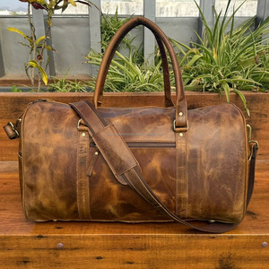 New High Quality Full Grain Genuine Leather Duffel Travel Weekend Overnight Duffle <b>Bag</b> <b>for</b> Men Custom Cowhide Leather Duffel <b>Bag</b> - Product Image 3