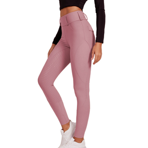 Pantalon d'équitation professionnel en silicone pour homme, taille haute, couleur unie, coupe ajustée avec fermeture à boucle et poches standard pour l'équitation - Product Image 1