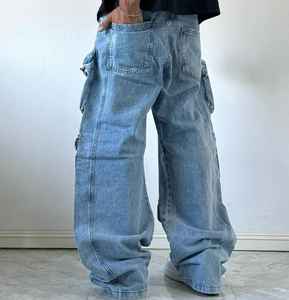 Custom Unisex Baggy <b>Jeans</b> Stonewashed Winter Eco-Friendly Quick Dry Casual Oversized Loose Fit - Product Image 2