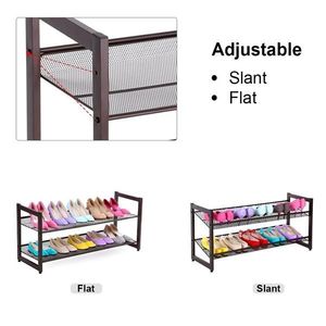 Étagère à chaussures oblique à 2 niveaux en fer avec finition chromée - Product Image 6