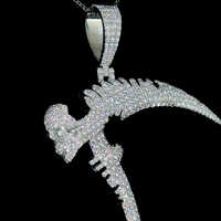 Pendentif personnalisé Hip Hop en argent sterling 925 plaqué or avec diamant Moissanite en forme de crâne, design de fête