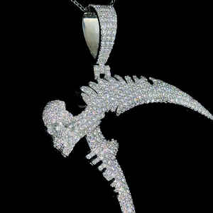 จี้เงินแท้ 925 ชุบทอง ประดับเพชรโมอิสซาไนต์ รูปทรงหัวกะโหลก ดีไซน์สั่งทำพิเศษสำหรับงานปาร์ตี้ สไตล์ฮิปฮอป - Product Image 3