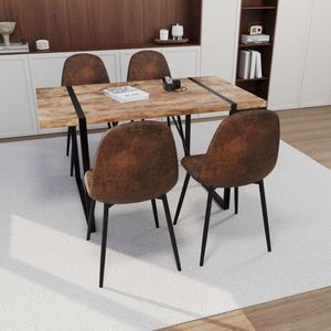 Juego de Comedor Moderno Rectangular Negro de 55 Pulgadas con 4 Sillas de Madera Estilo Medieval, MDF, Madera Oscura, para Cocina o Restaurante - Product Image 4