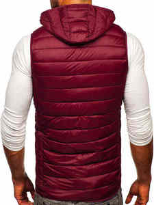 Chaleco Acolchado con Capucha para Hombre, Color Sólido, Cierre de Cremallera, Impermeable, Secado Rápido, Cuello Alto, Ligero, Informal, Ropa de Invierno - Product Image 5