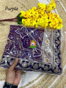 Sari en soie Dola, tissage Lagdi Patta, travail Zari, broderie artisanale traditionnelle, bordure ajourée, évacuation rapide de l'humidité - Product Image 2