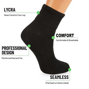 Chaussettes de cheville pour femmes diabétiques, lot de 3 paires, en coton doux, sans bordure, bout sans couture, amélioration de la circulation, taille de chaussure 9-11 - Product Image 5