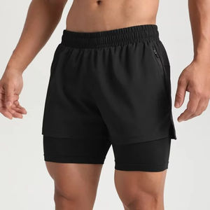 Shorts de basketball double couche en mesh pour hommes avec logo personnalisé, cordon de serrage, anti-plis, extensible dans les 4 sens et respirant, doux - Product Image 3