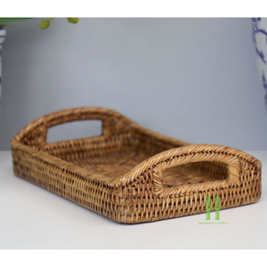 NUEVO DISEÑO Bandeja de Ratán Natural Ecológica, Bandeja de Mimbre Hecha a Mano para Servir Comida, Bebidas, Desayuno, Almacenamiento y Decoración del Hogar - Product Image 6