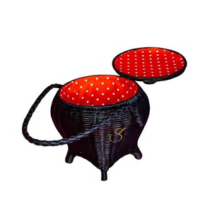 Panier de rangement en rotin noir tressé à la main, design flexible, panier cadeau créatif en forme de chaudron, décoration d'Halloween effrayante - Product Image 2