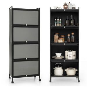 Scaffale da Cucina a 5 Ripiani con Ante Ribaltabili in Policarbonato - Product Image 6