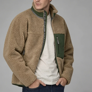 Chaqueta polar para hombre al por mayor con cremallera frontal, logotipo personalizado, bolsillos con cremallera, ropa casual de invierno impermeable - Product Image 1